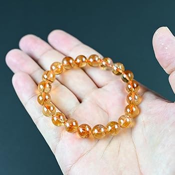 高品質 希少‪☆ ウイスキー シトリン 大玉 ブレスレット 虹入り シトリンクォーツ 天然石数珠ブレスレット 高品質